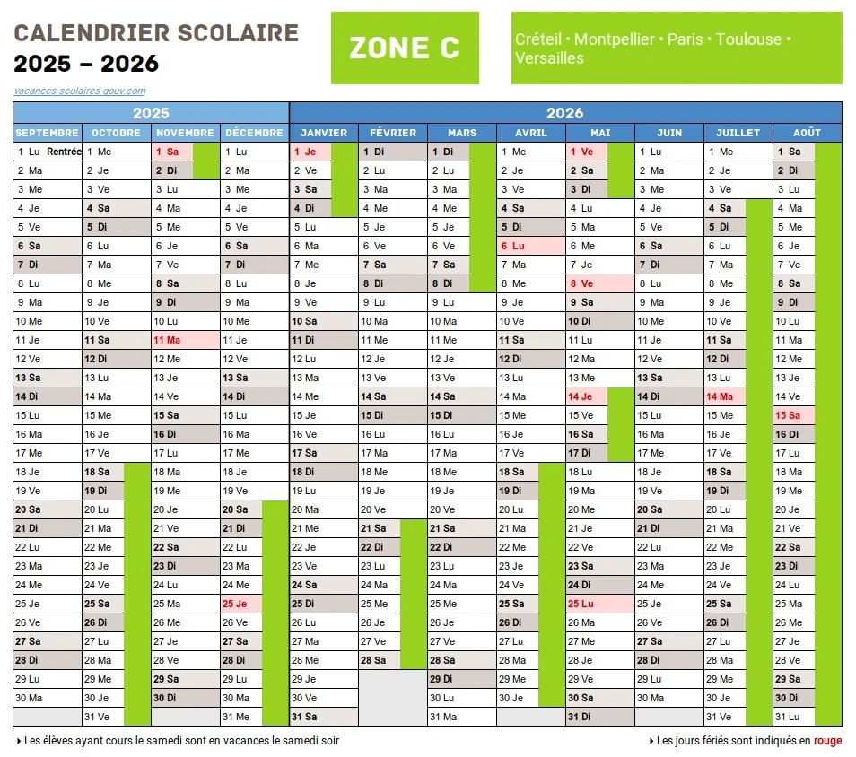 Calendrier Scolaire 2025-2026 Gers