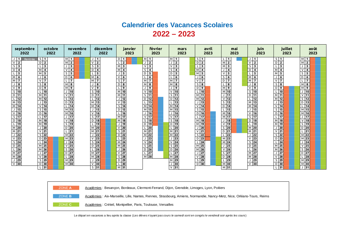 Calendrier Scolaire 2023-2024 ≡ Dates Officielles des vacances